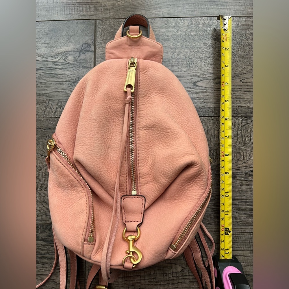Rebecca Minkoff mini Julian suede peach backpack - Picture 6 of 11